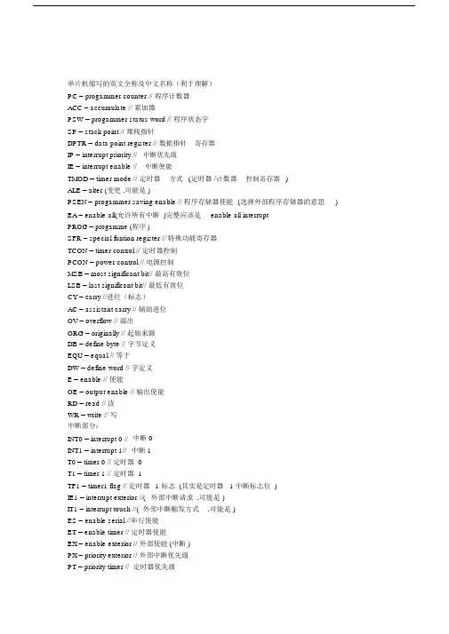 (完整版)单片机模块中的缩写英文及中文全称.doc