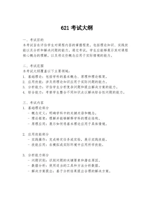 621考试大纲