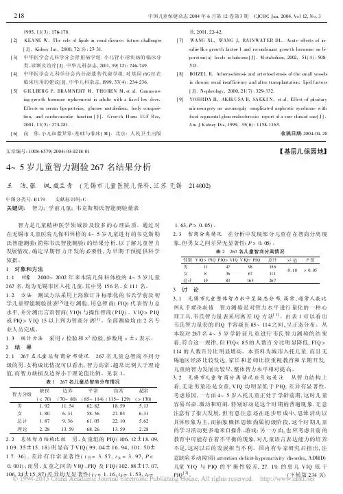4_5岁儿童智力测验267名结果分析_王洁