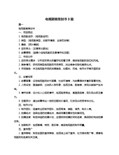 电视剧第策划书3篇