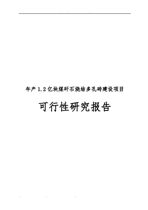 年产1.2亿块煤矸石烧结多孔砖建设项目可行性实施报告
