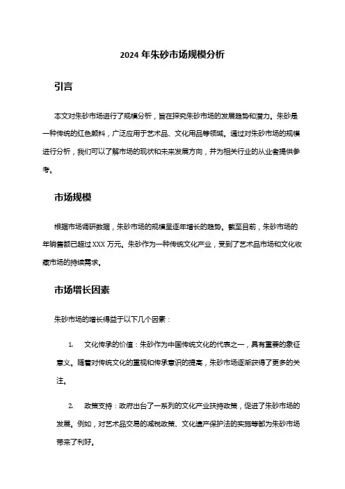 2024年朱砂市场规模分析