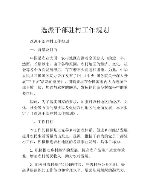 选派干部驻村工作规划