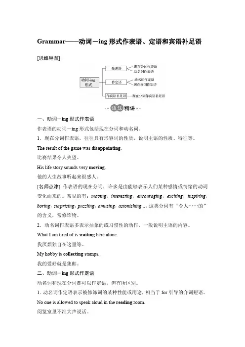 20-21版：Grammar——动词-ing形式作表语、定语和宾语补足语（创新设计）