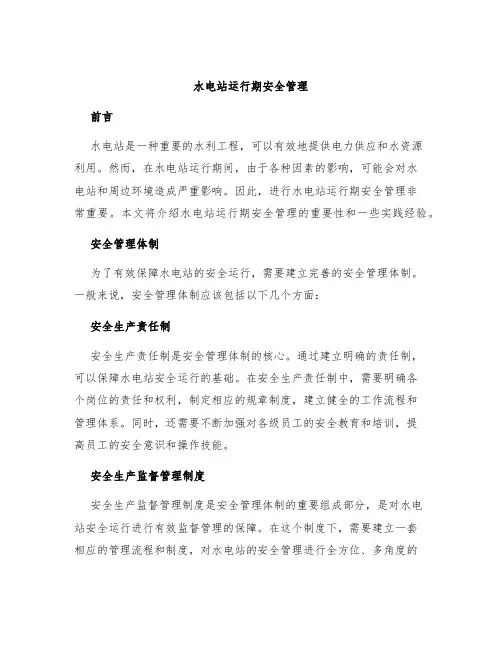 水电站运行期安全管理