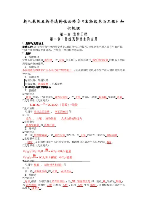 第一章 发酵工程-【必背知识】(教师版)