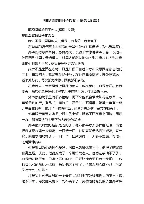 那段温暖的日子作文（精选15篇）
