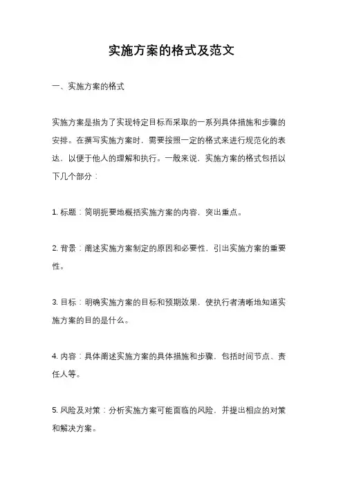 实施方案的格式及范文