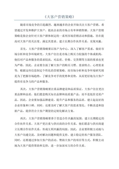 《大客户营销策略》