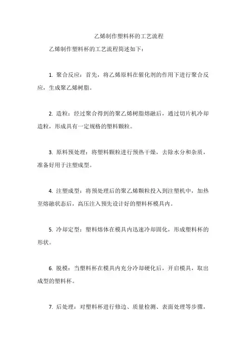 乙烯制作塑料杯的工艺流程