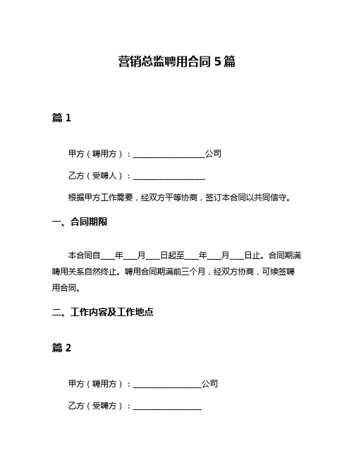 营销总监聘用合同5篇