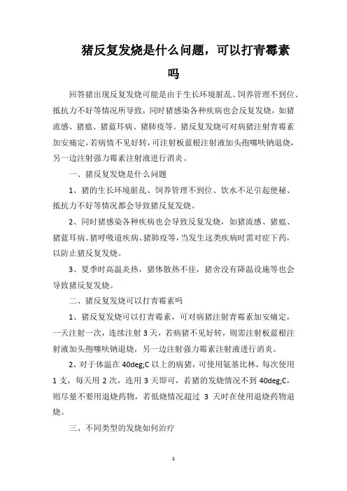猪反复发烧是什么问题,可以打青霉素吗