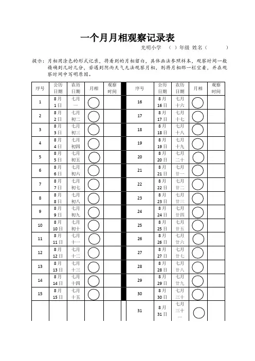 8月一个月月相观察记录表 (1)