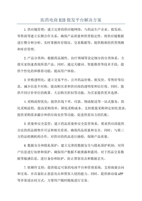 医药电商B2B批发平台解决方案