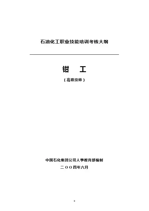 石油化工职业技能培训考核大纲(装配钳工技师)