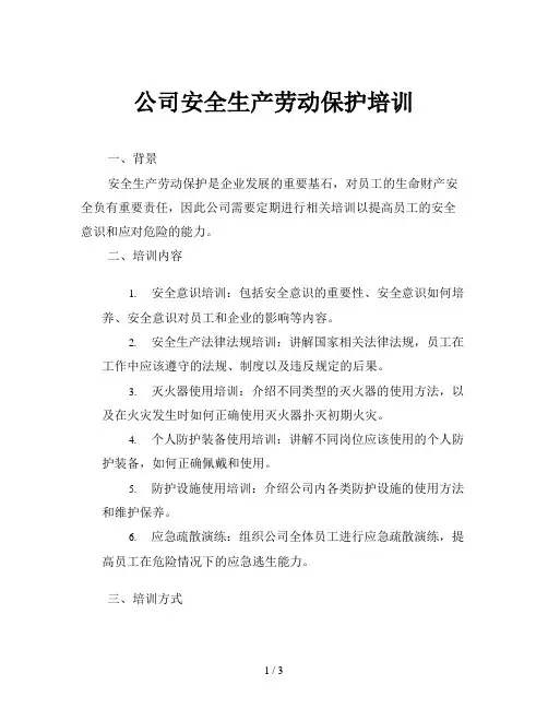 公司安全生产劳动保护培训