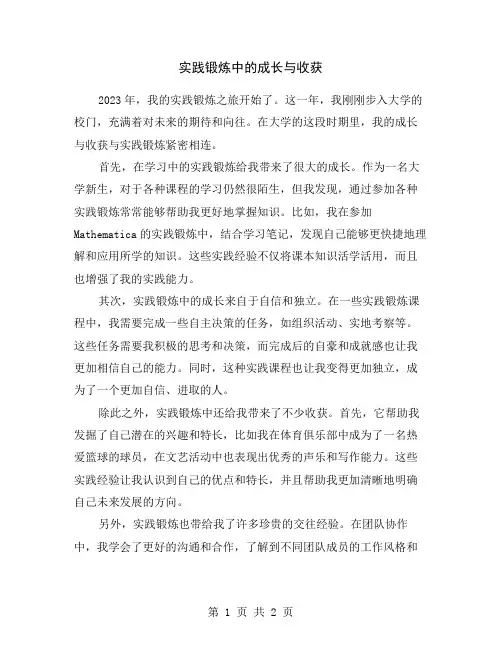 实践锻炼中的成长与收获