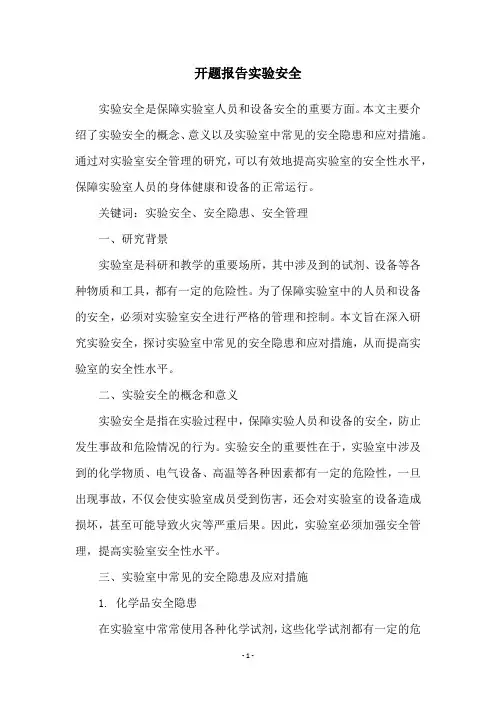 开题报告实验安全
