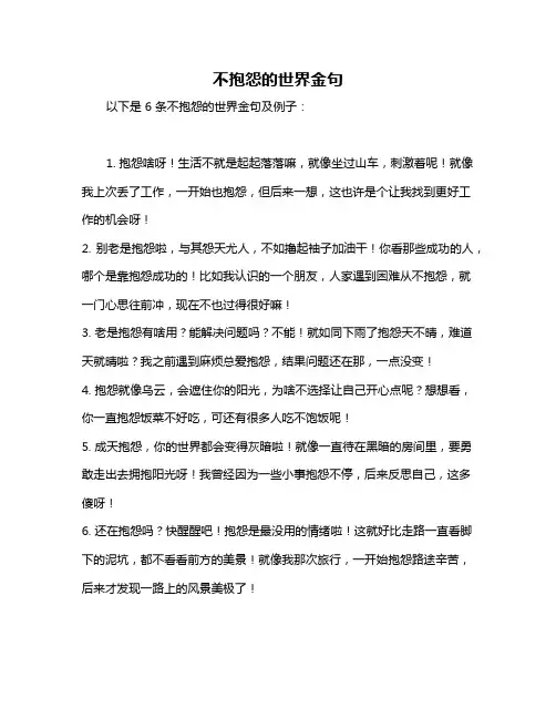 不抱怨的世界金句