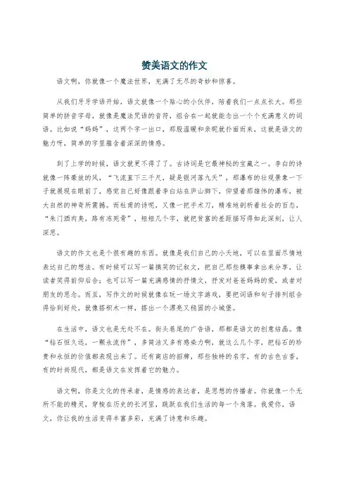 赞美语文的作文