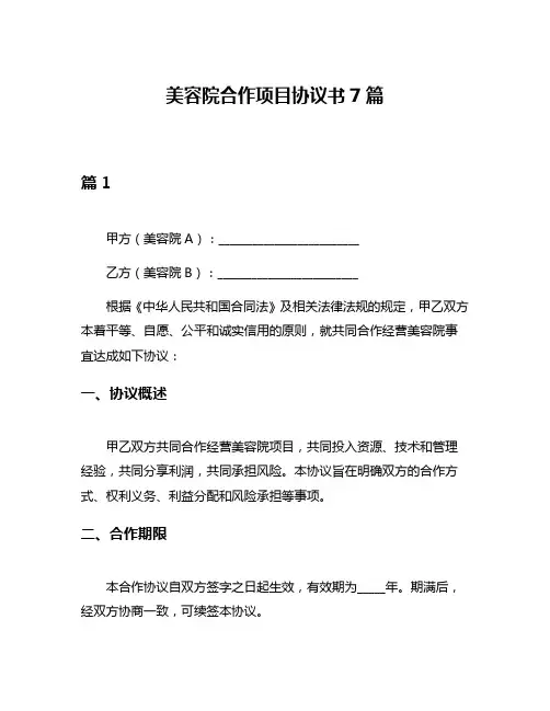 美容院合作项目协议书7篇