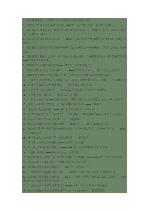 世界近代史标志性事件汇编
