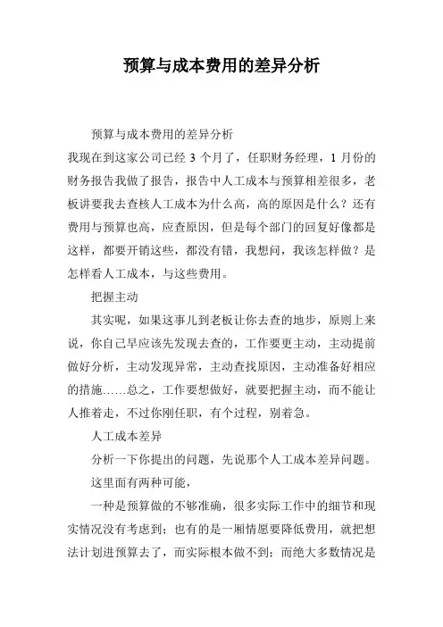 预算与成本费用的差异分析