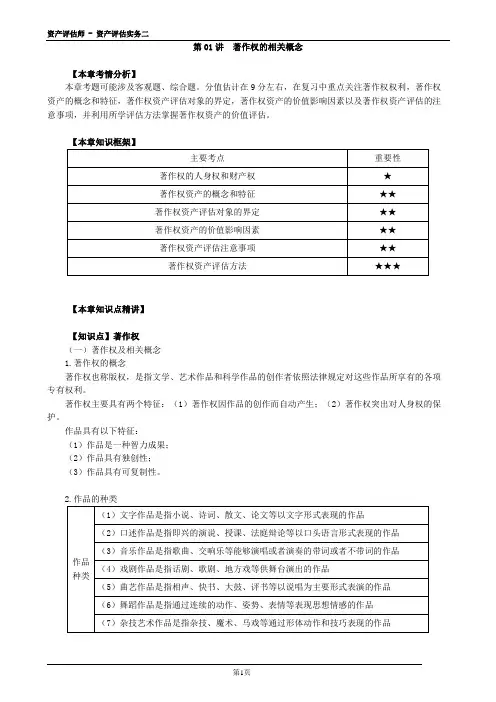 2020年资产评估师 - 资产评估实务二 0701第01讲 著作权的相关概念