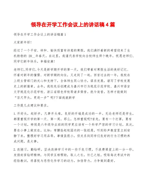 领导在开学工作会议上的讲话稿4篇