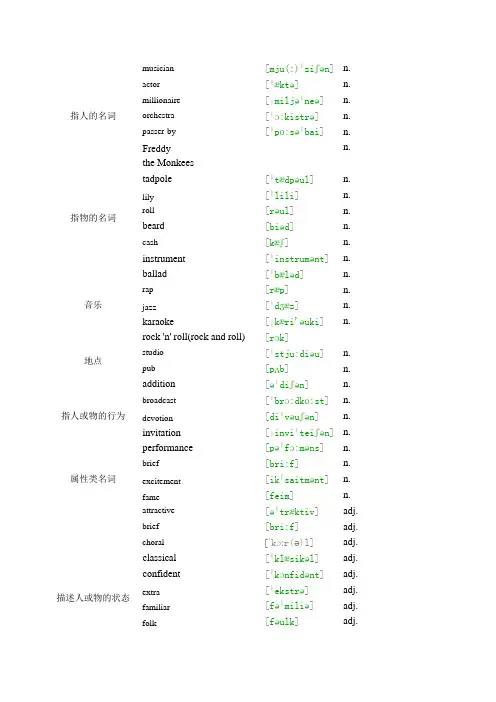 人教版必修二单词(Unit 5)按词性分类版(带音标)