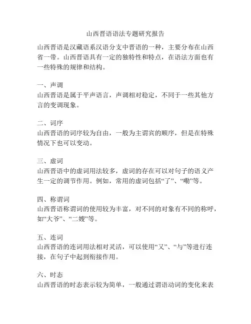山西晋语语法专题研究报告