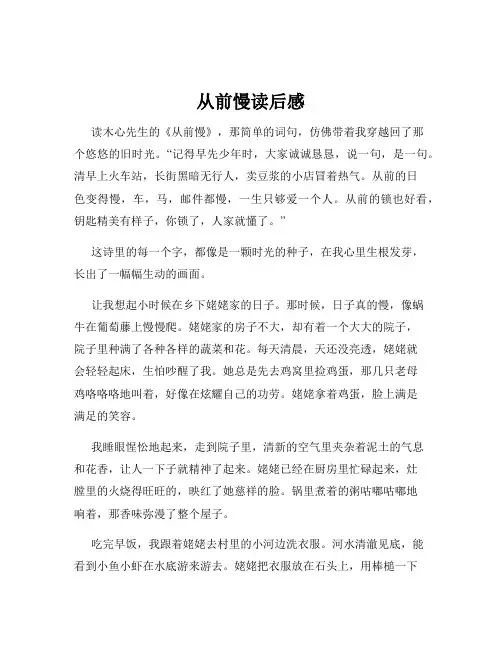 从前慢读后感