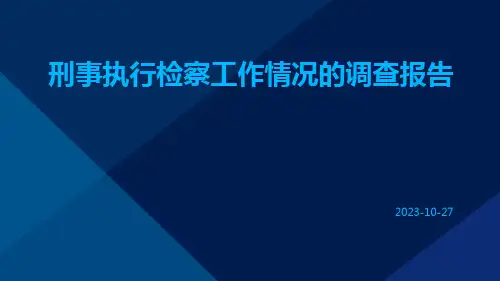 刑事执行检察工作情况的调查报告