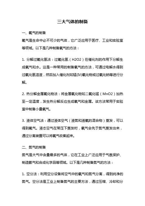 三大气体的制备