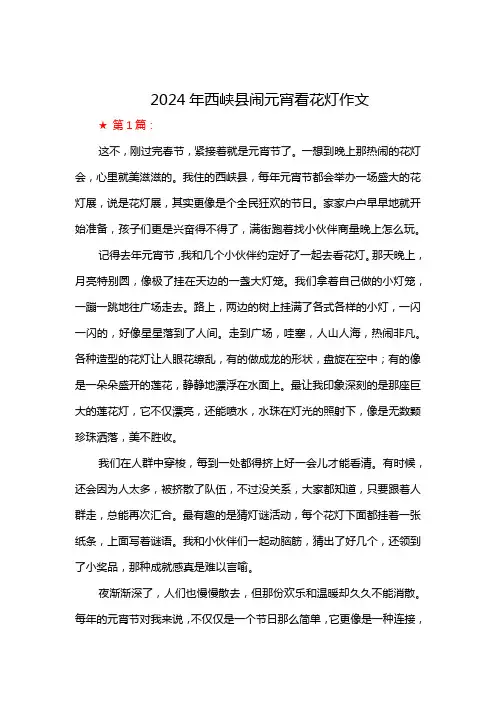 2024年西峡县闹元宵看花灯作文