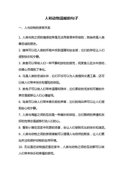 人和动物温暖的句子