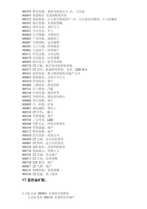 重组预期的股票