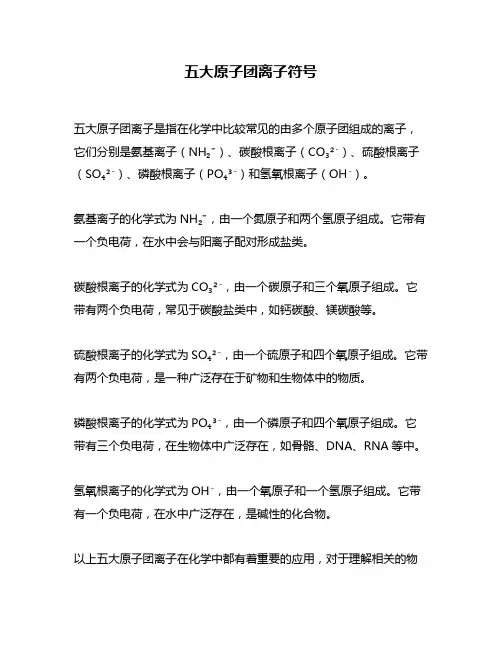 五大原子团离子符号