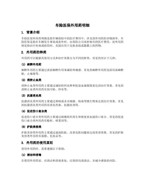 车险医保外用药明细