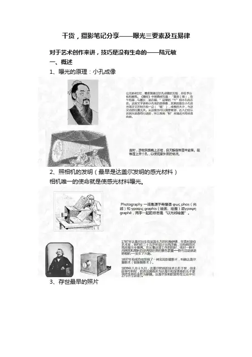 干货，摄影笔记分享——曝光三要素及互易律