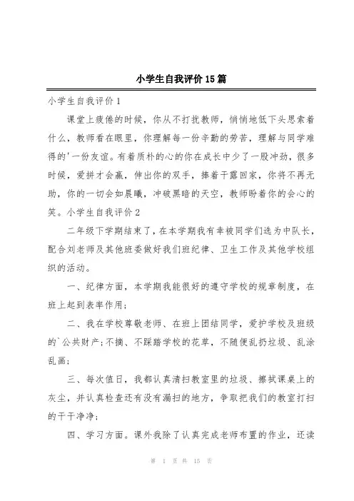 小学生自我评价15篇