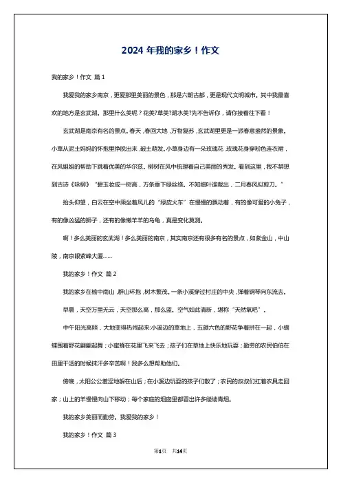 2024年我的家乡!作文