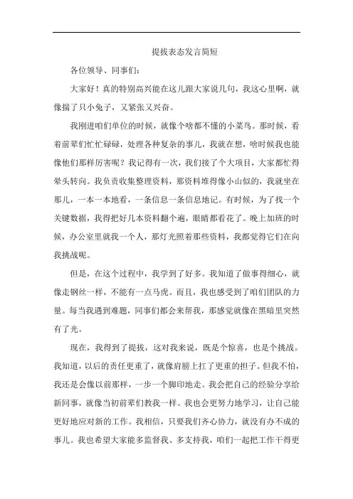 提拔表态发言简短