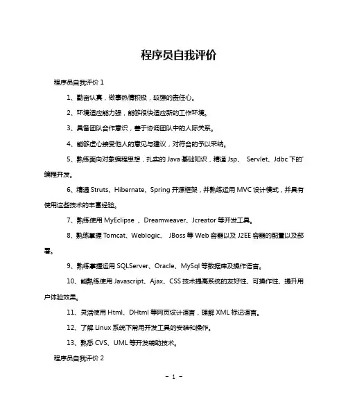 程序员自我评价