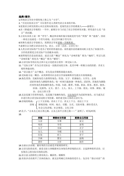 言语交际学 重点