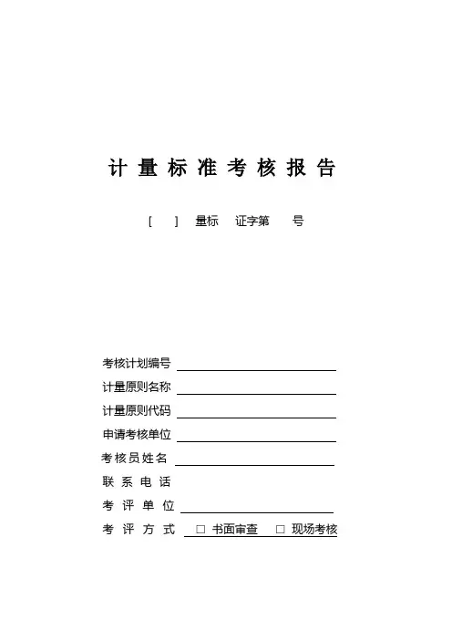 计量标准考核报告