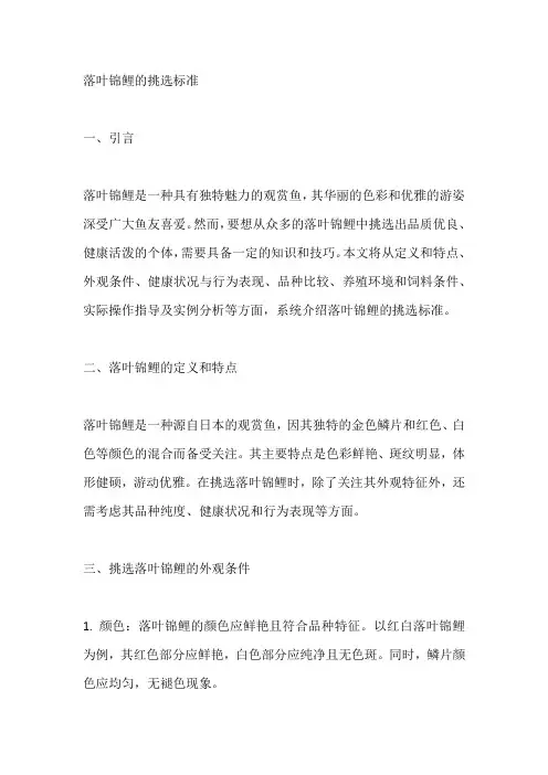 落叶锦鲤的挑选标准