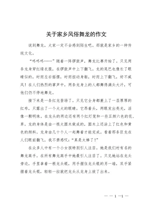 关于家乡风俗舞龙的作文