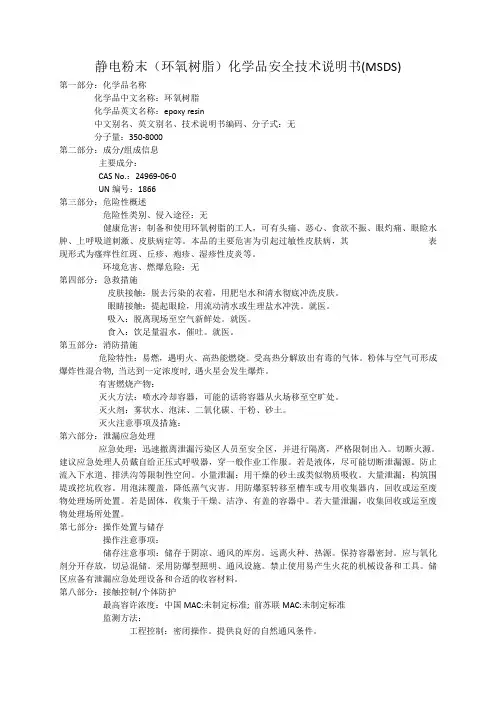 静电粉末(MSDS)