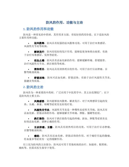 防风的作用功能主治是什么